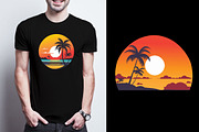 Retro Sunset Summer T-Shirt Design, a Seasonal Illustration by Craft Nest (Thumbnail 3 of 3)