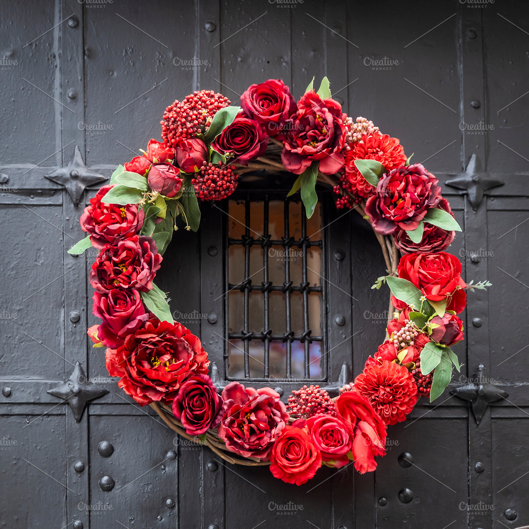 Vivid Red Floral Wreath, a Nature Photo by Imaginarium