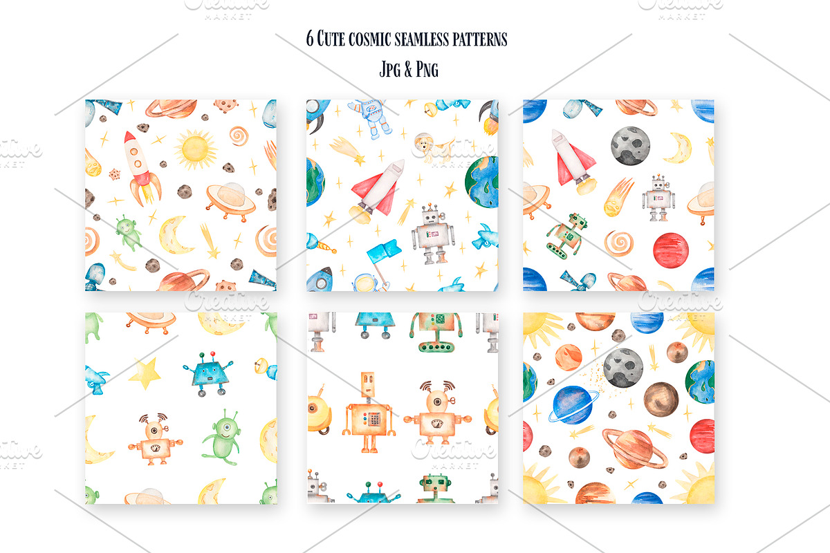 Watercolor Cute Space Collection, a Technology Illustration by MayaNavits (Photo 6 of 10)