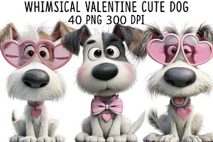 Whimsical Valentine Cute Dog Clipart, an Illustration by CraftArtStudio
