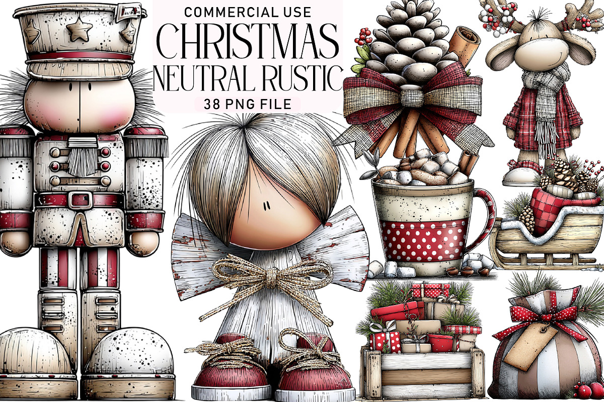 Neutral Rustic Christmas Clipart Bun, an Illustration by Daily.Designs (Photo 1 of 5)