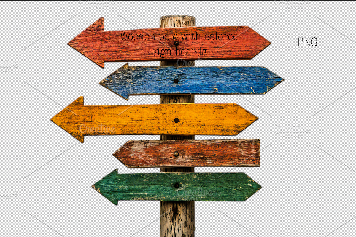 Wooden post with signs boards PNG, a Poster Template by VetalStock