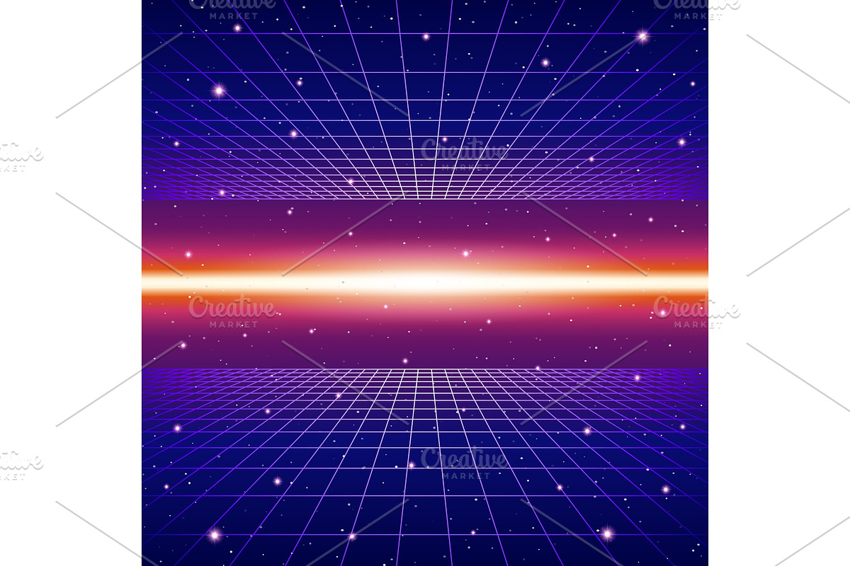 Retro neon background with 80s, a Technology Illustration by Swillklitch