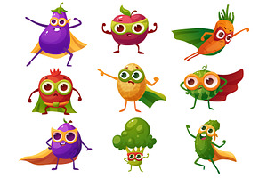 Fruits vegetables superheroes, an Illustration by LadadikArt