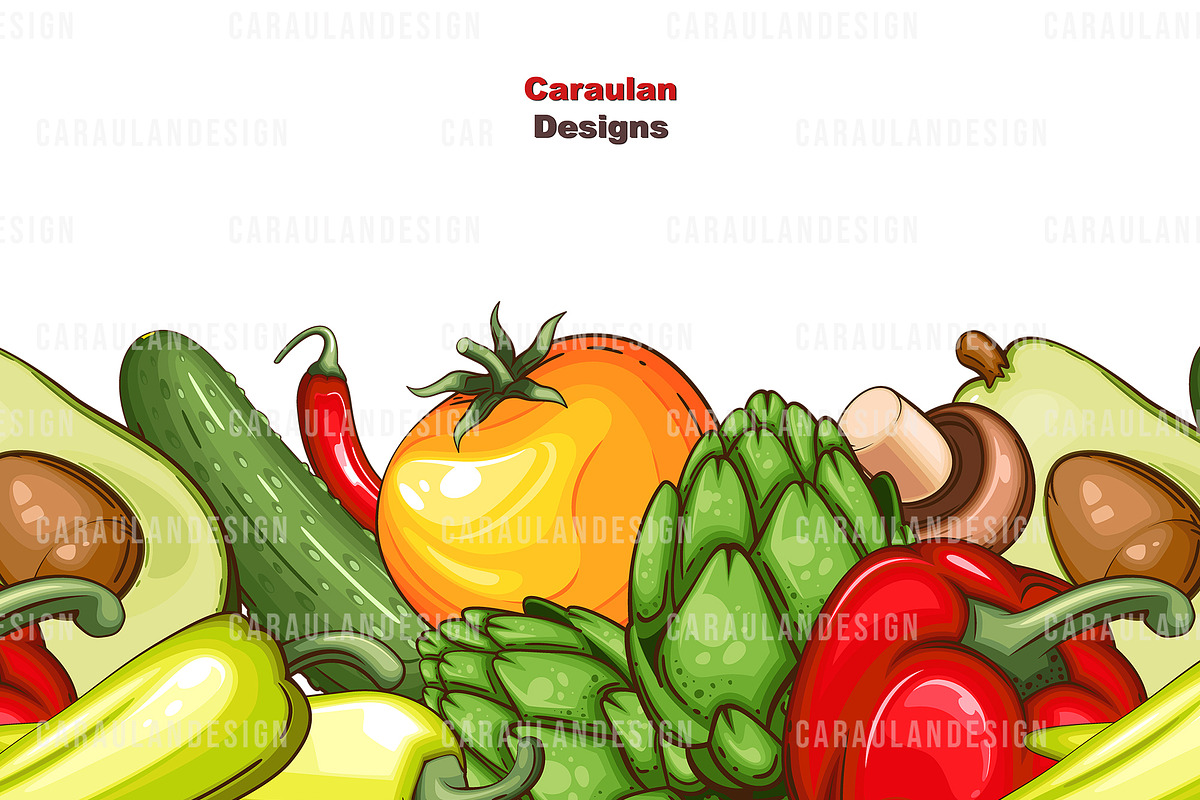 VEGGIES SEAMLESS, a Food Illustration by Serghei Caraulan (Photo 3 of 6)