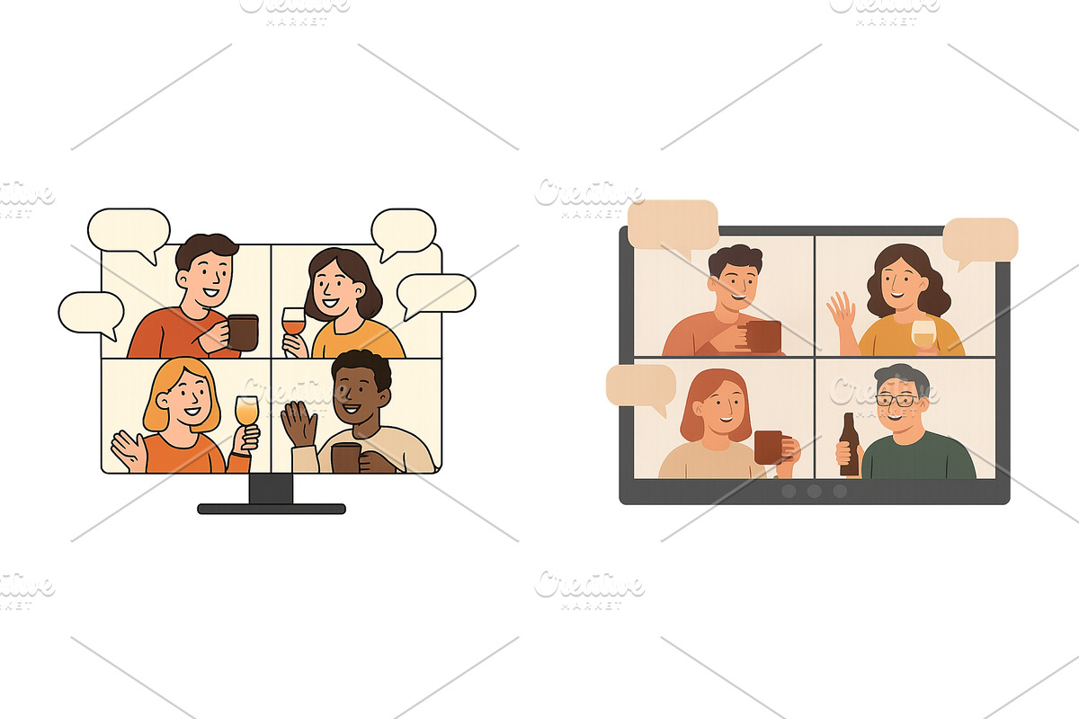 Social gathering with friends, a Technology Illustration by ZinetroN
