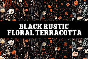 Black Floral Rustic Terracotta