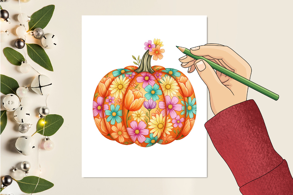 Floral Pumpkin Png Boho Fall Pumpkin, an Illustration by designcity5 (Photo 3 of 4)