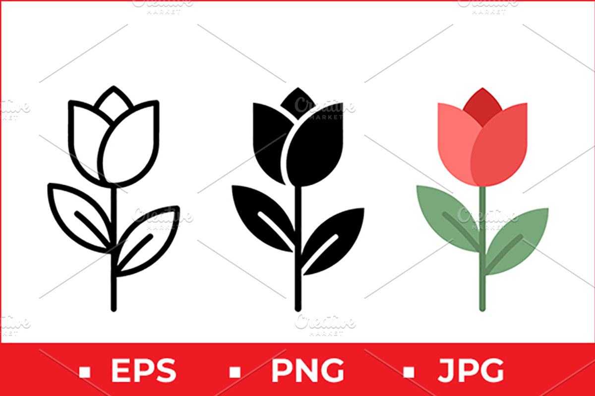 Tulip Flower Icons, a Solid Icon by Artonix (Photo 1 of 2)