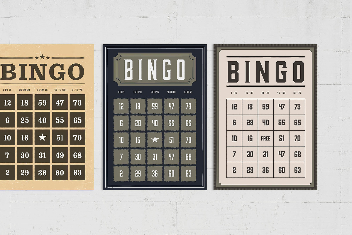 Bingo Cards Template, a Card Template by BrandPacks | Creative Market for Free Printable Classic Bingo Cards
