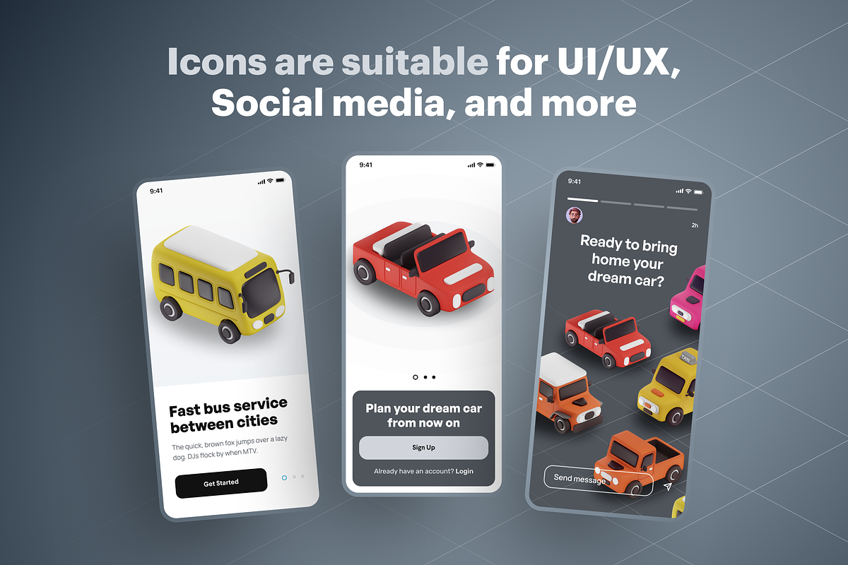 Carly - 3D Car Icon Set, a Cars & Vehicle 3D Model by Illustraly Design (Photo 5 of 8)