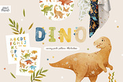 Watercolor Dinosaur clipart patterns, an Animal Illustration by tatiletters (Thumbnail 1 of 11)