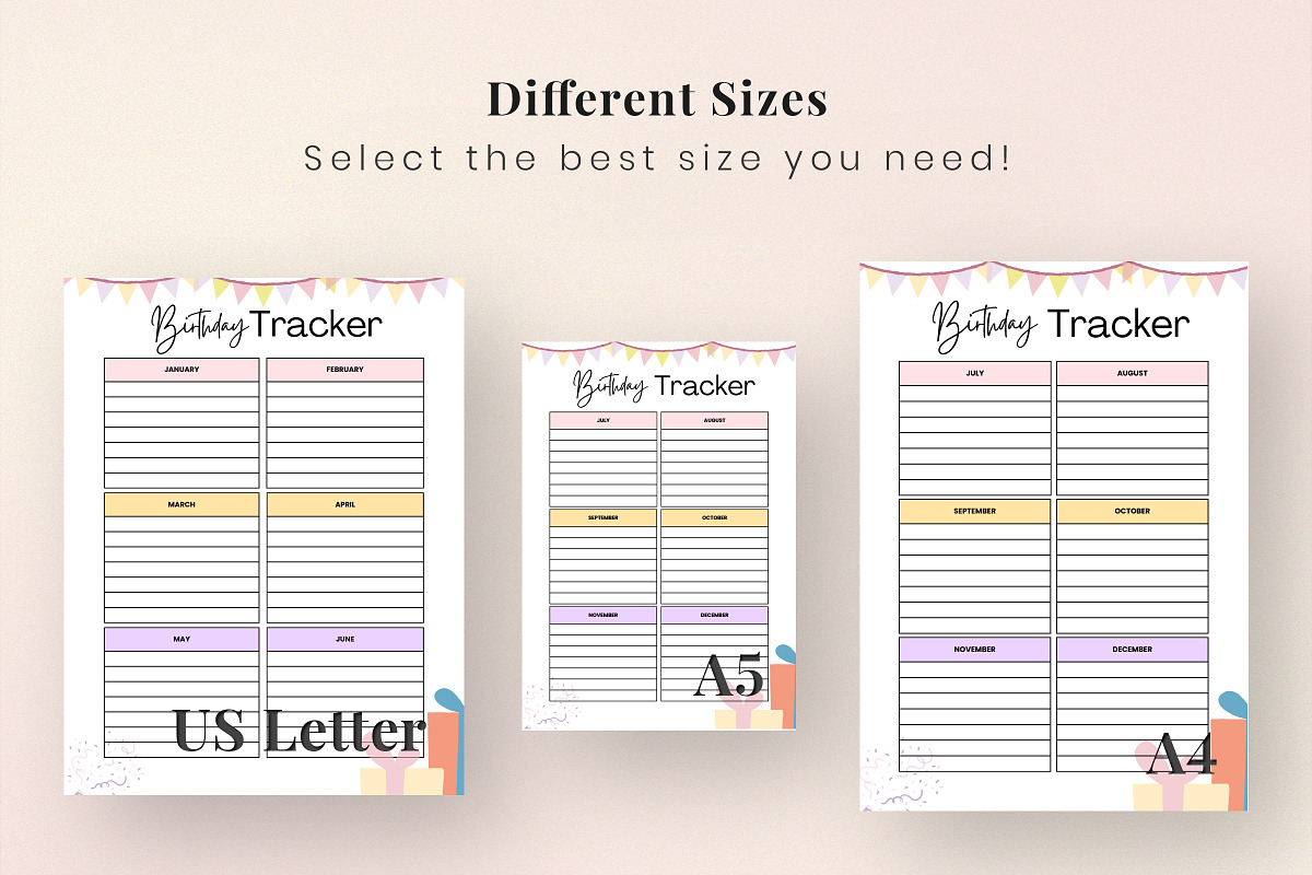 Editable Birthday Tracker | Creative Market