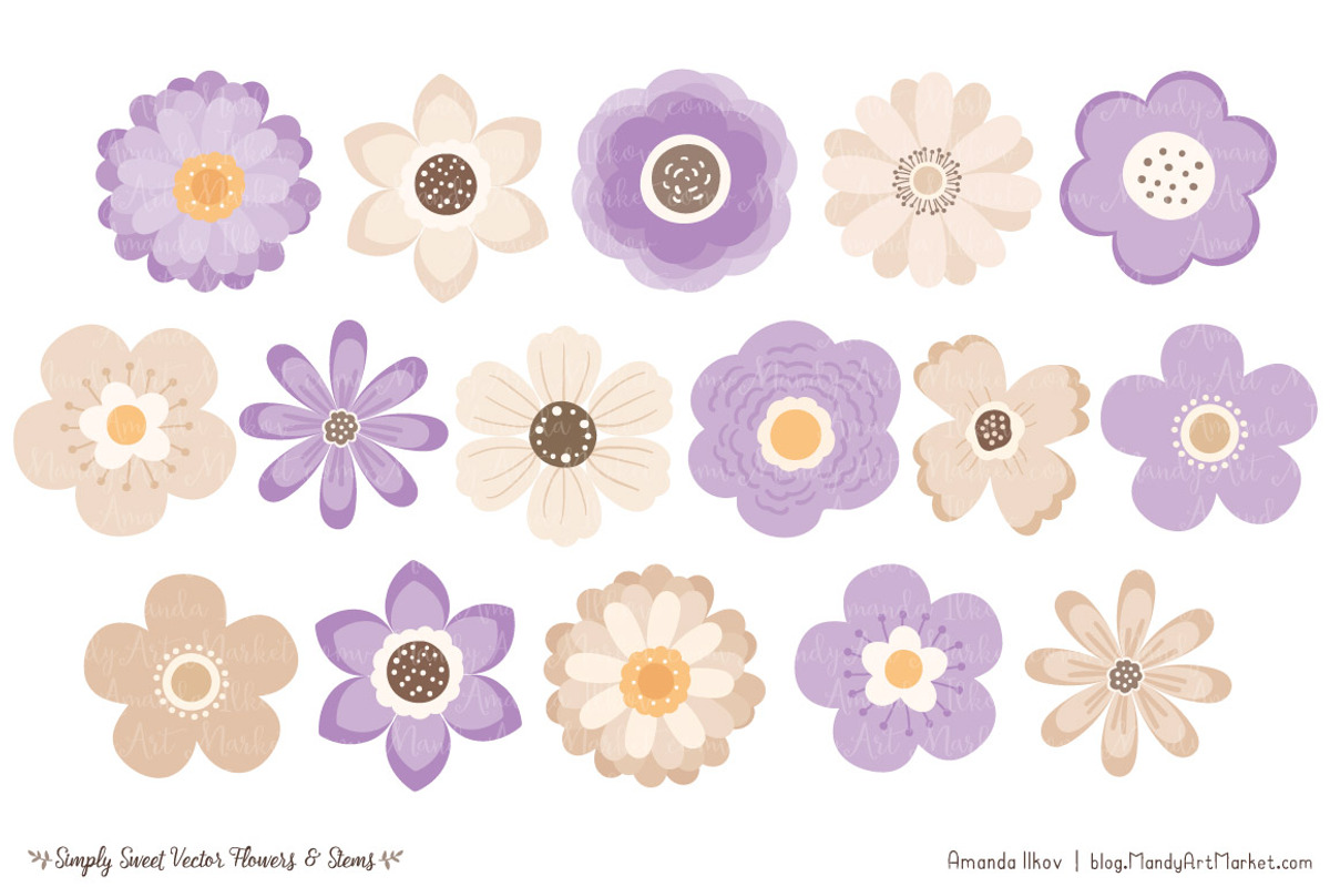 Lavender Flowers Clipart, an Illustration by Amanda Ilkov (Photo 3 of 4)