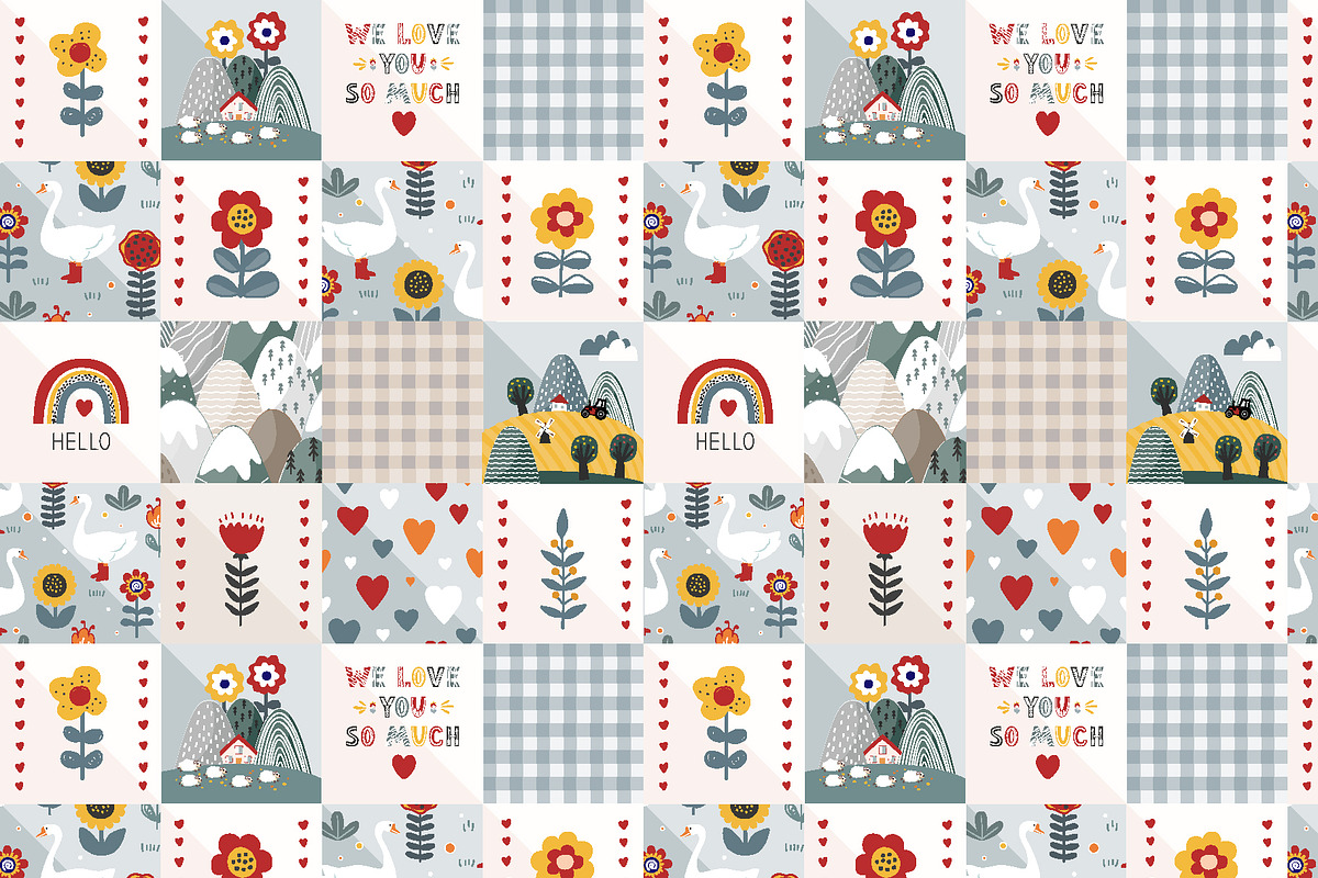 Scandinawian Patchwork Seamless, a Pattern Graphic by Toltemara (Photo 2 of 3)