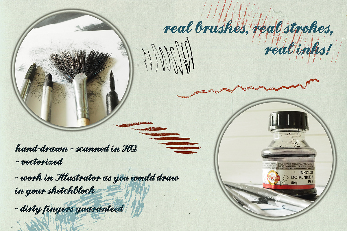 Dry ink brushes VOL.2 scatter&lines, a Brush Add-On by Guerillacraft (Photo 2 of 5)