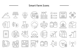 Smart Farm And Agri Tech Icons Set