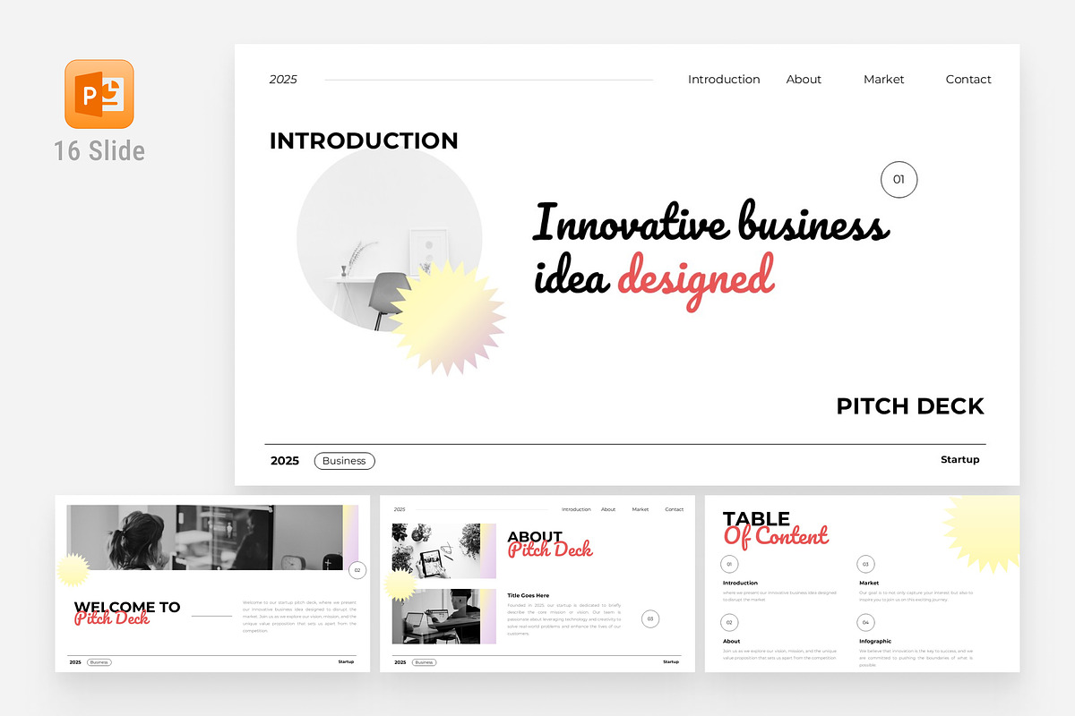 White Minimalist Startup Pitch Deck, a Presentation Template by Eklip Studio (Photo 1 of 6)