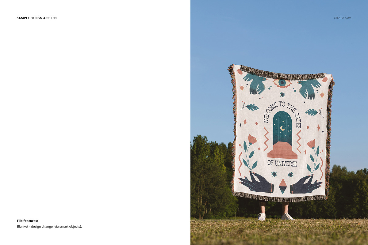 Fringed Woven Throw Blanket Mockup 5, a Household Mockup by creatsy5 (Photo 4 of 12)