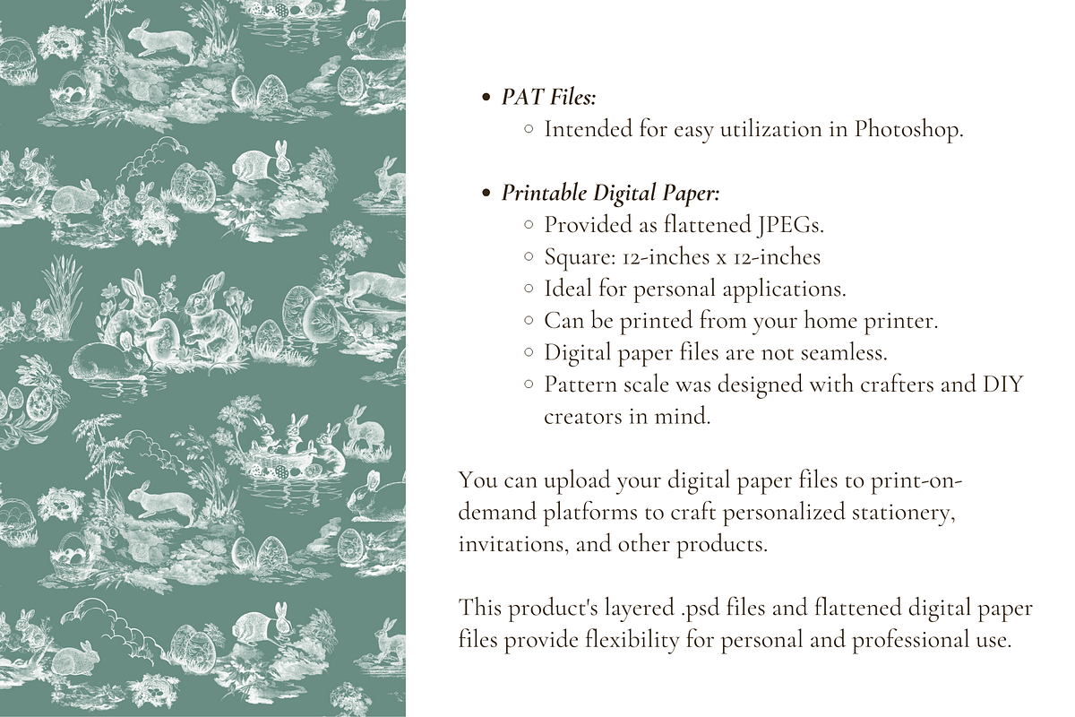 Easter Bunny Toile de Jouy Pattern, a Background Graphic by Hughes Studio (Photo 7 of 7)