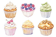 Muffin Watercolor Clipart, an Illustration by SinaCreation (Thumbnail 2 of 5)