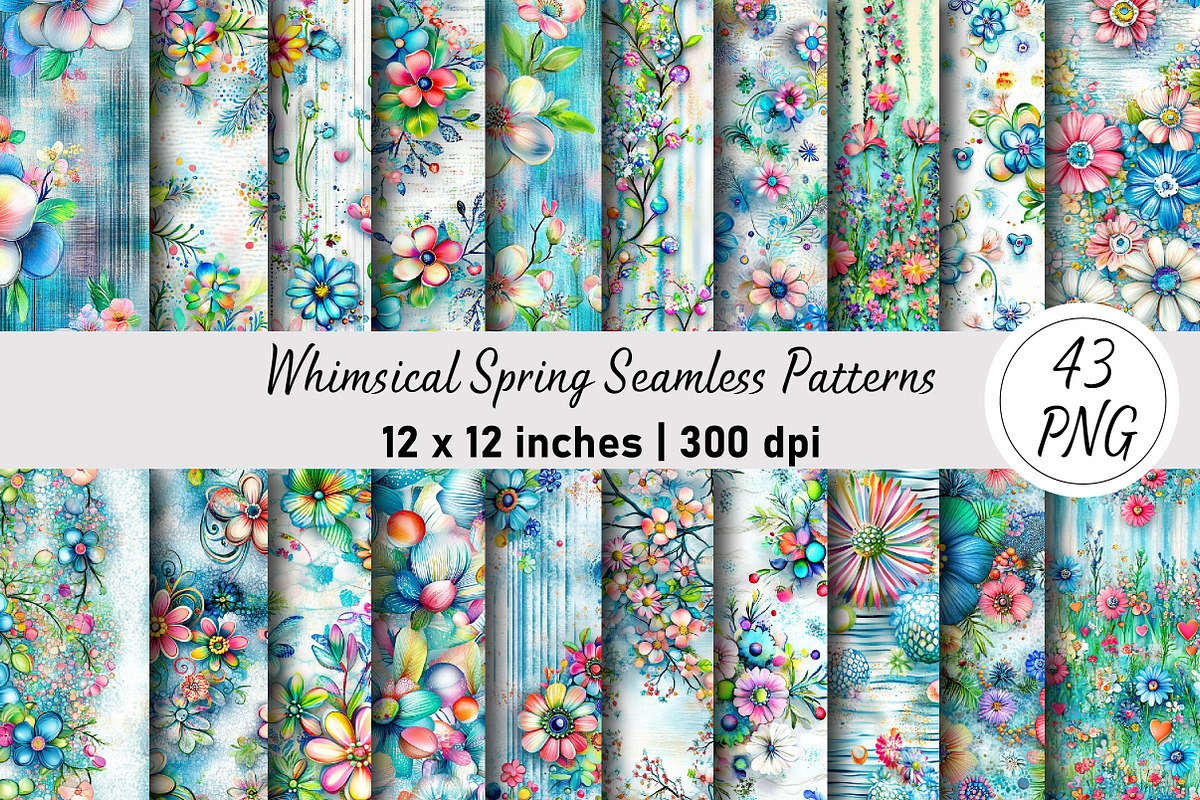 Whimsical Spring Seamless Patterns, a Pattern Graphic by Digital Artistic99 (Photo 1 of 8)