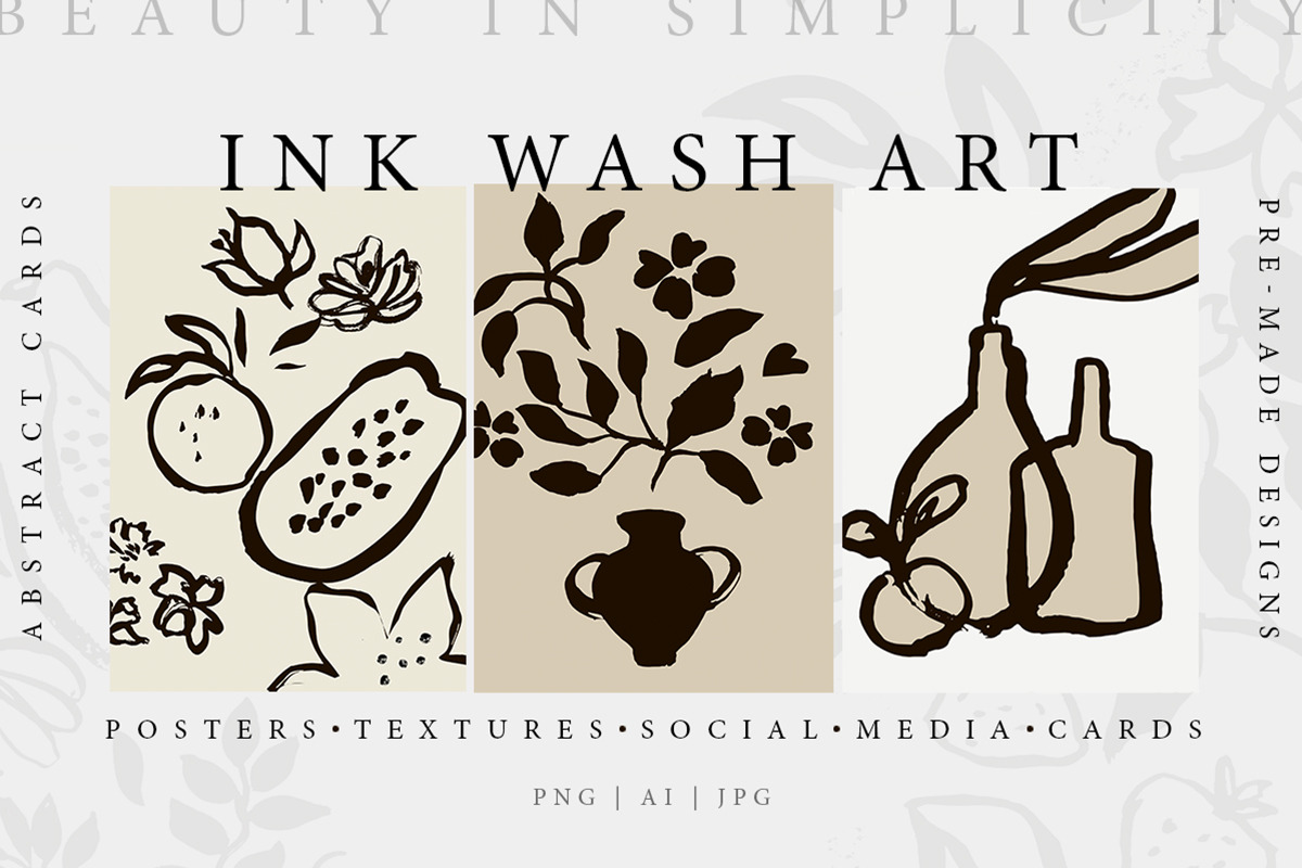 Abstract Ink Wash Floral Posters, a Decorative Illustration by NassyArt