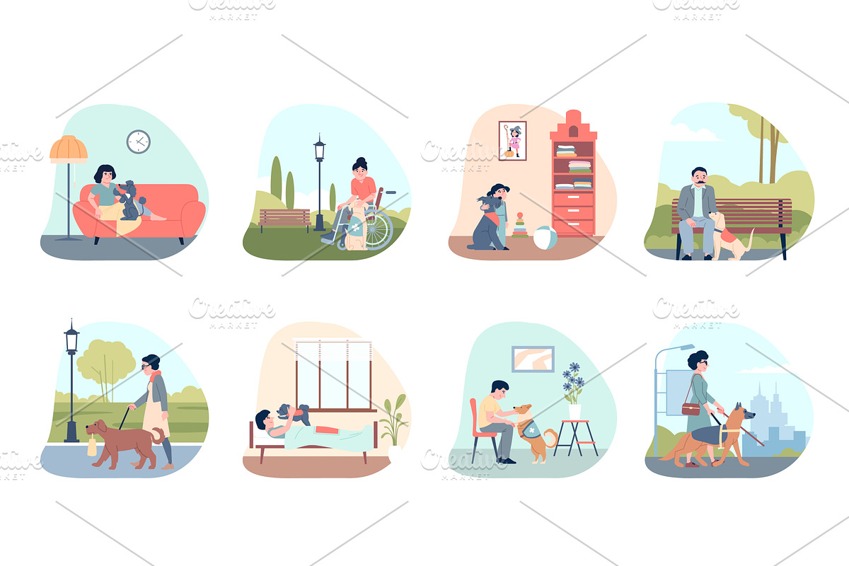 Assistance dogs. Guide dog, support, an Animal Illustration by LadadikArt