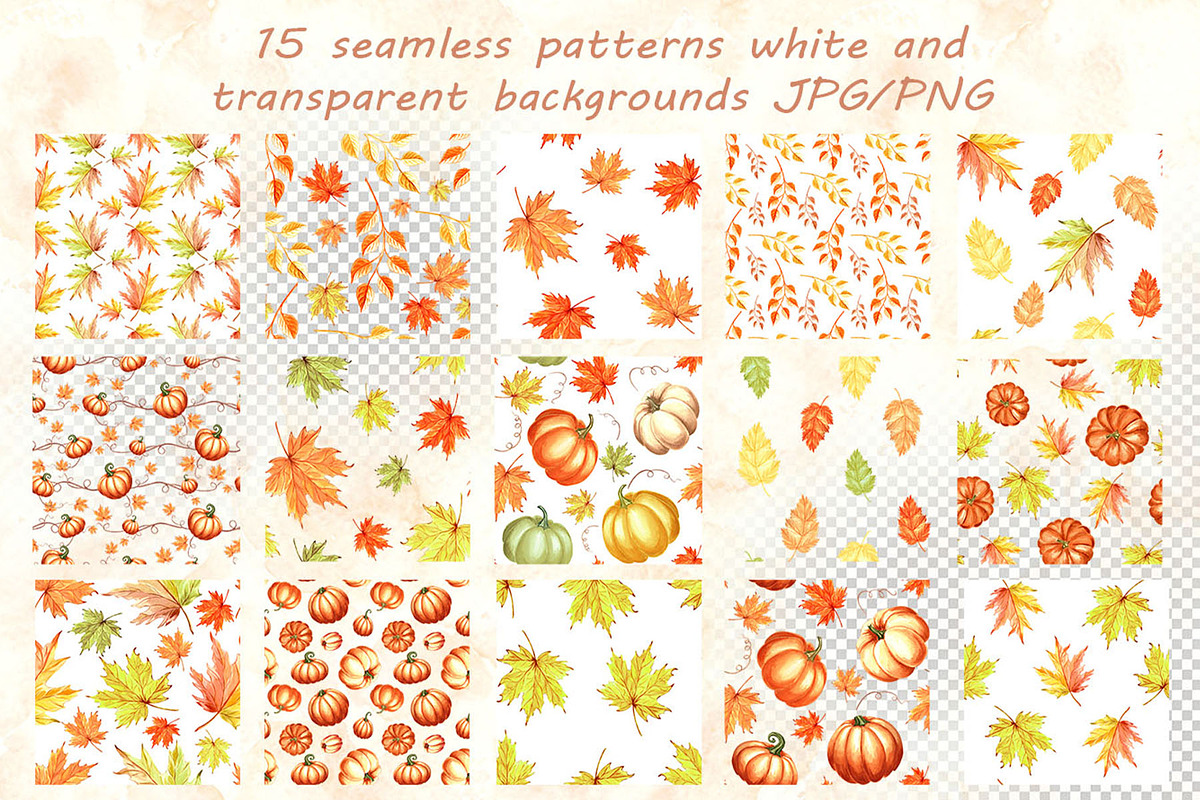 Autumn pumpkins watercolor clipart, a Decorative Illustration by susie-p-art (Photo 11 of 17)