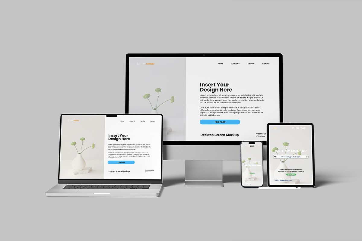 Multi Devices Responsive Mockup, a Device Mockup by lamorastudio (Photo 2 of 12)