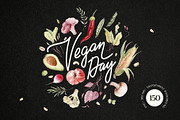 VEGAN DAY Watercolor set, a Food Illustration by Lemaris (Thumbnail 1 of 10)