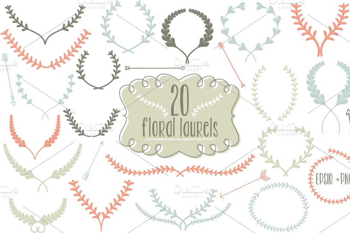 20 Floral Laurels, an Object Graphic by The Bumble Box