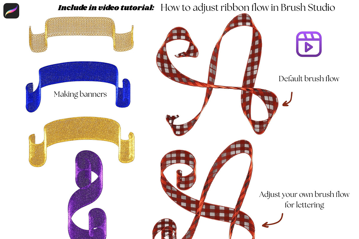 Procreate 100 Pretty Ribbons Brushes, a Brush Add-On by Fashion Workshop Bkk (Photo 8 of 21)