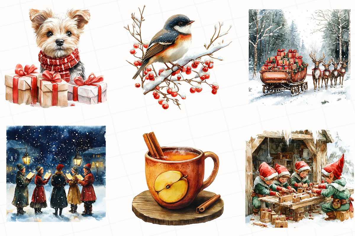 Christmas Scene Clipart, an Illustration by OK Design (Photo 2 of 5)