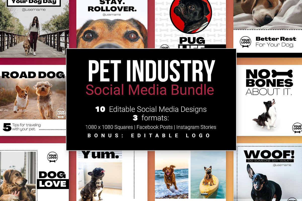 Pet Social Media Canva Templates, a Social Media Template by Mike Brennan Art & Design (Photo 1 of 5)
