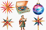 Retro 50's Christmas Clipart, an Illustration by Canvas Craft (Thumbnail 3 of 7)