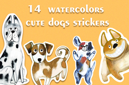 Watercolor cute dogs sticker pack