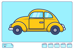 Volkswagen Beetle Car Cartoon, a Transportation Illustration by Artstorystudio
