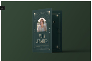 Green Aesthetic Funeral Program, a Brochure Template by Neermana