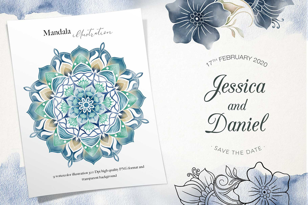 Nautical Floral & Mandala Watercolor, a Decorative Illustration by Papatongartist (Photo 5 of 11)