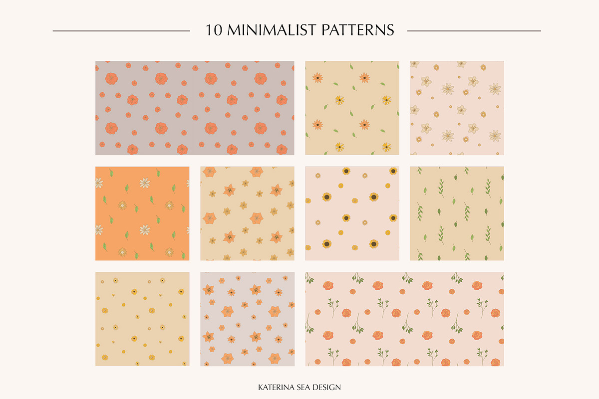 Summer flowers vector patterns, a Pattern Graphic by Katerina.Sea.Design (Photo 6 of 10)