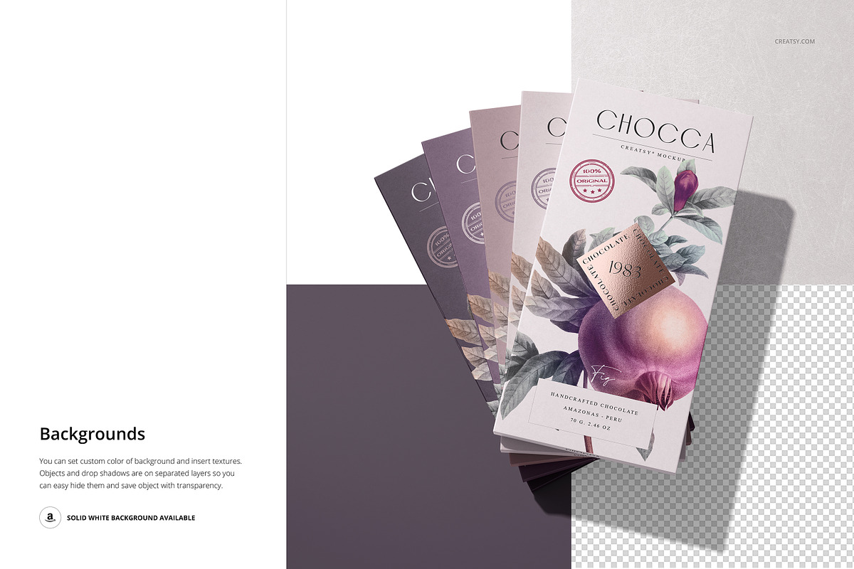 Chocolate Bar Packaging Mockup v.2, a Packaging Mockup by creatsy5 (Photo 11 of 13)