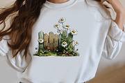 Watercolor Fence with Flowers, a Seasonal Illustration by Designworld (Thumbnail 8 of 9)
