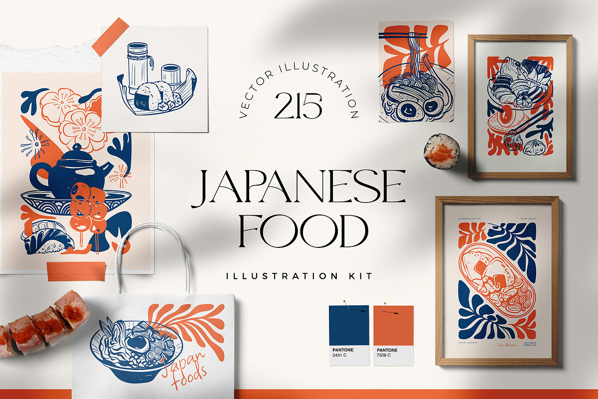 Japanese Food | Illustration Kit, a Food Illustration by Leleka.Store (Photo 1 of 12)