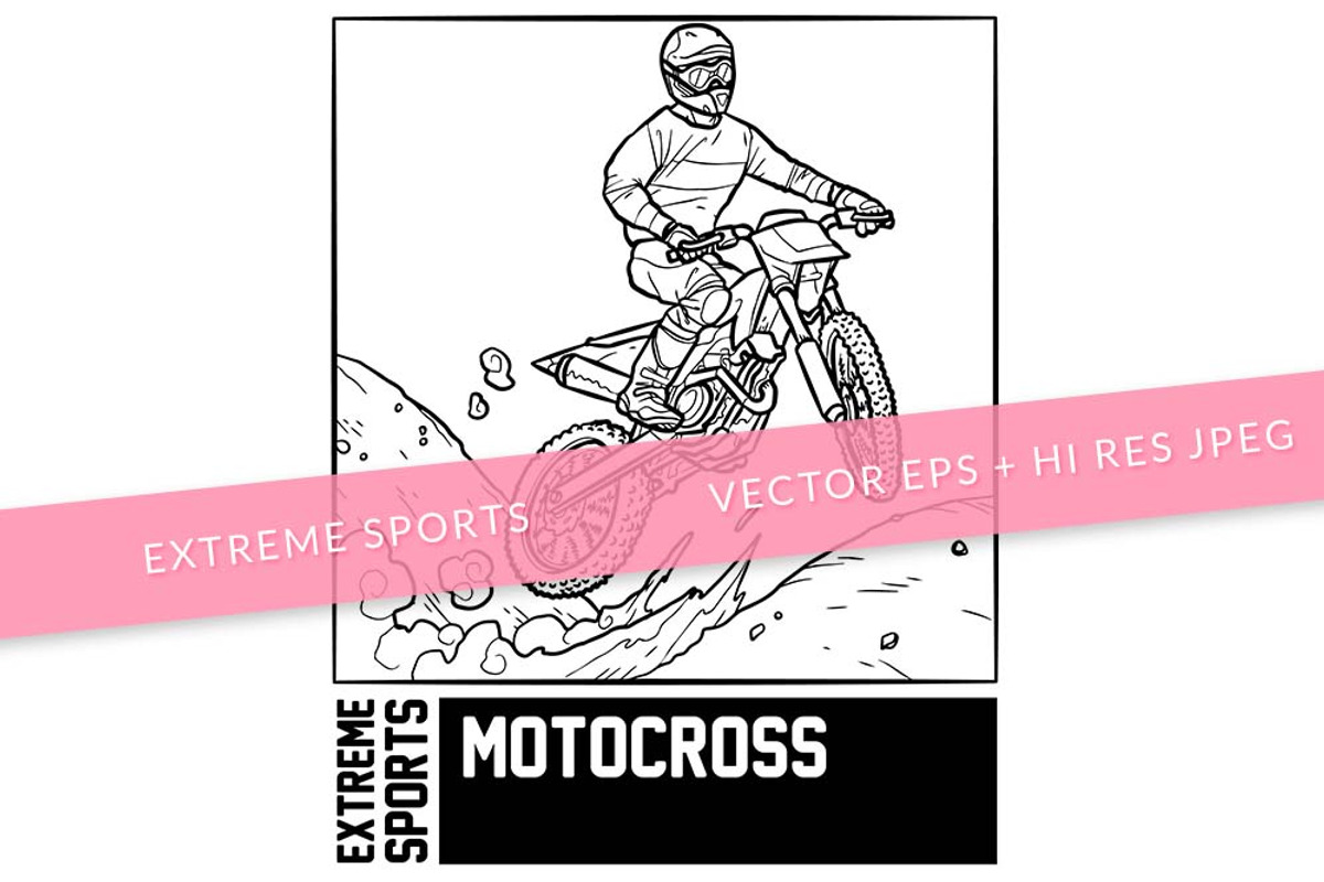 Extreme Motocross Coloring, an Education Illustration by SCworkspace