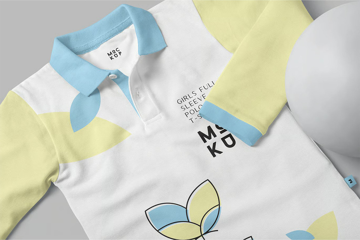 Girl Full Sleeve Polo Shirt Mockups, a Shirt Mockup by megostudi0 (Photo 3 of 6)