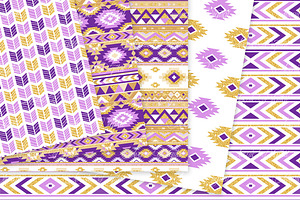 Purple & Gold Boho Seamless Pattern