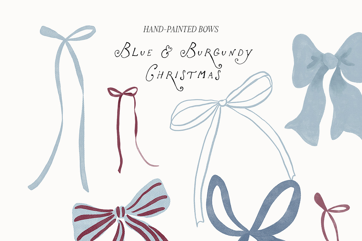 Hand-Painted Blue Burgundy Christmas, an Object Graphic by Lana Elanor (Photo 12 of 24)