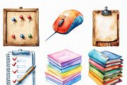 Watercolor Office Time Clipart, an Illustration by Craft Nest (Thumbnail 5 of 6)