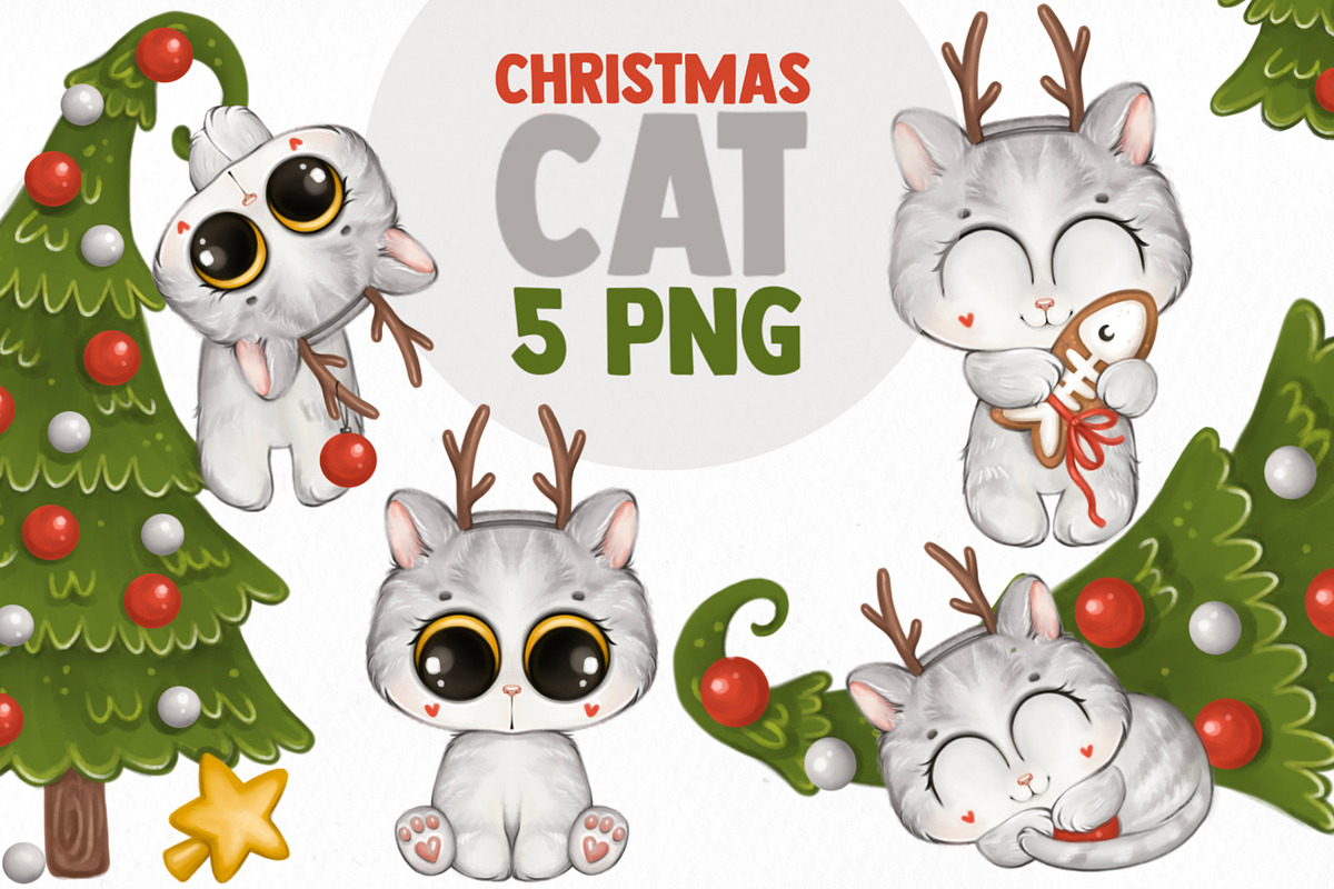 Christmas cat, an Animal Illustration by designs.svkl (Photo 1 of 4)